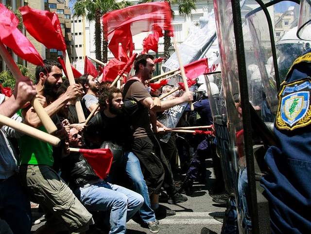 Greek protesters clash with police