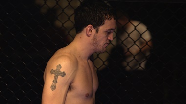 Pastor Preston Hocker before an MMA flight during the film "Fight Church."