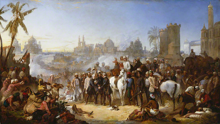The Relief of Lucknow, 1857 by Thomas Jones Barker oil on canvas, 1859 41 1/2 in. x 71 3/8 in. (1054 mm x 1813 mm) Purchased, 1985 Primary Collection NPG 5851